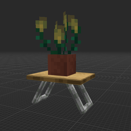 Modern Oak Bench & Iron Bars (Potted Torchflower seeds)
