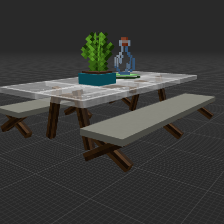 Big Diner Table, White Glass & concrete bench