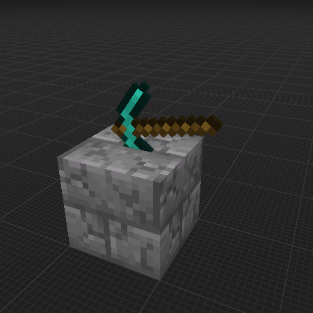 [pickaxe stuck in block]