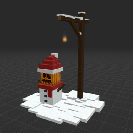Snowman and lamppost