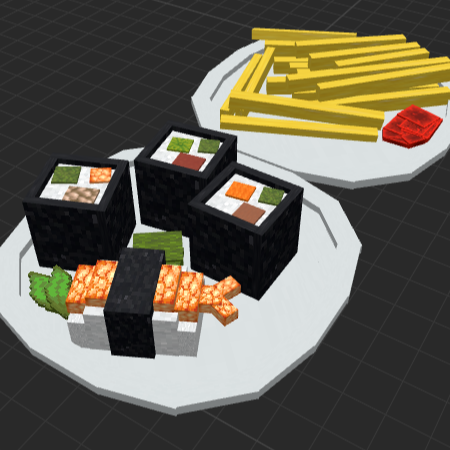 fried potato and sushi