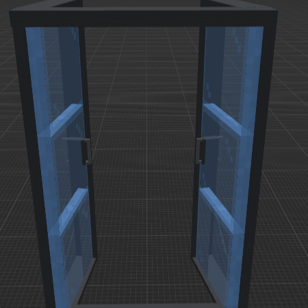 Blue glass door