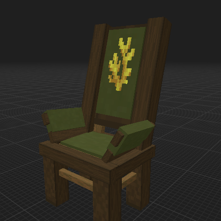 Chaise lourde en bois et tissu vert avec motif doré – 1