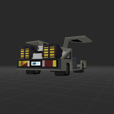 BTTF Ride 8-Passenger DeLorean Time Machine Doors Open